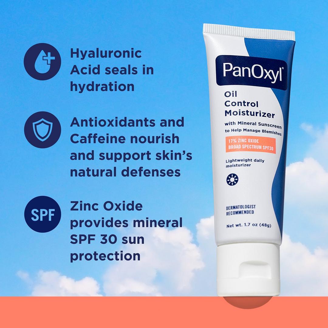 PanOxyl AM Oil Control Moisturizer with Broad Spectrum SPF 30 Mineral Sunscreen
